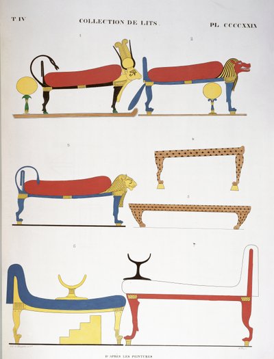 Collection of Ancient Egyptian Beds, 1839-45 by Jean Francois Champollion